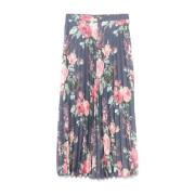 Blauwe Bloemenprint A-Lijn Rok Junya Watanabe , Multicolor , Dames