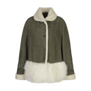 Groene Shearling met Mongoolse Bont Ermanno Scervino , Green , Dames