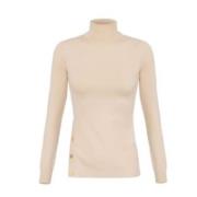 Ivoor Coltrui met Gouden Knopen Elisabetta Franchi , Beige , Dames