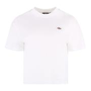 Katoenen Crew-Neck T-Shirt, Geribbelde Halslijn Dickies , White , Dame...