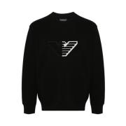 Zwarte Logo Crew Neck Sweatshirt Emporio Armani , Black , Heren