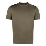 Geribbelde Katoenen Crew-Neck T-shirt Canali , Green , Heren