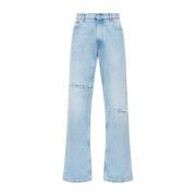 Heldere Blauwe Distressed Denim Jeans MM6 Maison Margiela , Blue , Her...