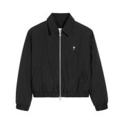 Zip-Up Jas met Logo Ami Paris , Black , Heren