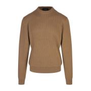 Bruine Herringbone Crew Neck Sweater Hugo Boss , Brown , Heren