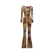 Burgundy Paisley Print Jumpsuit Etro , Multicolor , Dames