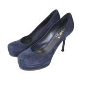 Pre-owned Suede heels Yves Saint Laurent Vintage , Blue , Dames