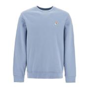 Fox Head Patch Crewneck Sweatshirt Maison Kitsuné , Blue , Heren