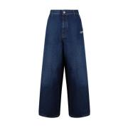 Geborduurde Blauwe Logo Denim Jeans Off White , Blue , Dames