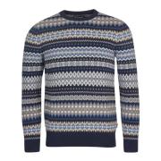 Fair Isle Crew Neck Sweater Barbour , Blue , Heren