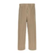 Wijde Cappuccino Polyester Broek Issey Miyake , Beige , Heren