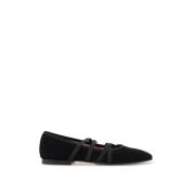 Suède Ballet Flats met Gekruiste Elastieken Carel , Black , Dames