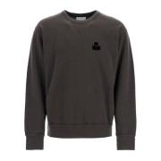 Flocked Logo Crew-neck Sweatshirt Isabel Marant , Brown , Heren