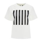 Gestreepte Box Tee Katoen Paillet T-Shirt Marc Jacobs , White , Dames