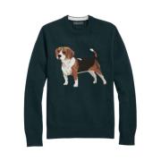 Beagle Intarsia wolmix ronde hals Brooks Brothers , Green , Dames