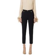 Rechte stretch crêpe broek met logoklinknagel Elisabetta Franchi , Bla...