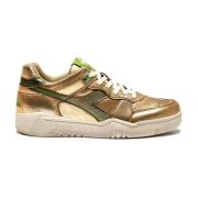 Metallic Leren Sneakers Beige Diadora , Beige , Dames