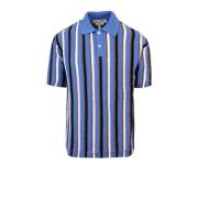 Blauwe Gestreepte Korte Mouw Katoenen Polo Marni , Blue , Heren