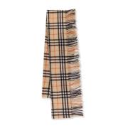 Beige Cashmere Sjaal met Rafelige Profielen Burberry , Beige , Dames