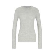 Geribbelde Kwaliteit Ronde Hals Slim Fit Pullover Drykorn , Gray , Dam...