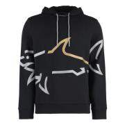 Geribbelde katoenen hoodie met elastaan Paul & Shark , Black , Heren