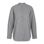 Moderne Oversized Mandarin Kraag Shirt Grijs Heartmade , Gray , Dames