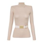 Glanzende geribbelde coltrui van viscose met riem Elisabetta Franchi ,...