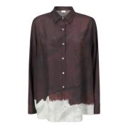 Zijden Shirt met Bedrukte Onderkant Dries Van Noten , Brown , Dames