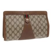 Pre-owned Leather clutches Gucci Vintage , Beige , Dames