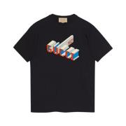 3D Print T-shirt Gucci , Black , Heren