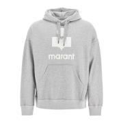 Loop-back mélange hoodie met flocked logo Isabel Marant , Gray , Heren