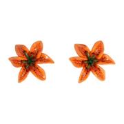 Gouden Lily Flower Clip-On Oorbellen Dolce & Gabbana , Orange , Dames