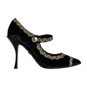 Zwart Goud Fluweel Mary Jane Pumps Dolce & Gabbana , Black , Dames