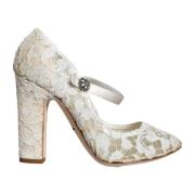 Kristalversierde hak sandalen Dolce & Gabbana , White , Dames