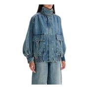 Oversized Denim Bomber Jacket Zimmermann , Blue , Heren