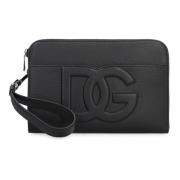 Korrelig Hertenleer Pouch Dolce & Gabbana , Black , Heren