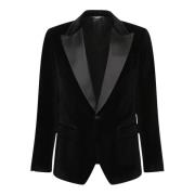 Zwart Fluweel Blazer Elegant Herenjasje Dolce & Gabbana , Black , Here...