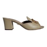 Amore Slip On Leren Hakken Sandalen Dolce & Gabbana , Beige , Dames