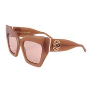 Bruin Transparante Acetaat Zonnebril Elie Saab , Brown , Dames