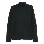 Hoge hals rechte snit sweaters C.p. Company , Black , Heren