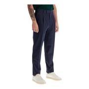 Luxe Wol Kasjmier Plooi Broek Ermenegildo Zegna , Blue , Heren