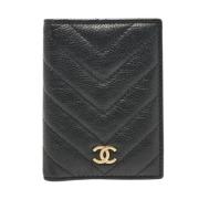 Pre-owned Leather wallets Chanel Vintage , Black , Dames