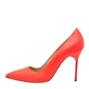 Pre-owned Leather heels Manolo Blahnik Pre-owned , Orange , Dames