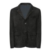 Zwarte Leren Blazer Elegante Stijl PS By Paul Smith , Black , Heren