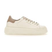 Witte Leren Sneakers met Grijze Profielen Woolrich , White , Dames