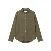 Crèmekleurig Kristian Linen Bd Shirt Les Deux , Green , Heren