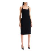 Vierkante Hals Sheath Jurk Versace , Black , Dames