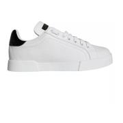 Zwart Wit Leren Lage Sneakers Dolce & Gabbana , Black , Dames