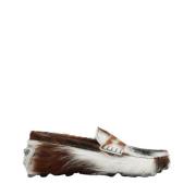 Bubble leren mocassin wit bruin Tod's , Multicolor , Dames