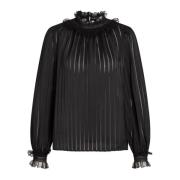 Elegante Zwarte Kant Blouse RUE de Femme , Black , Dames